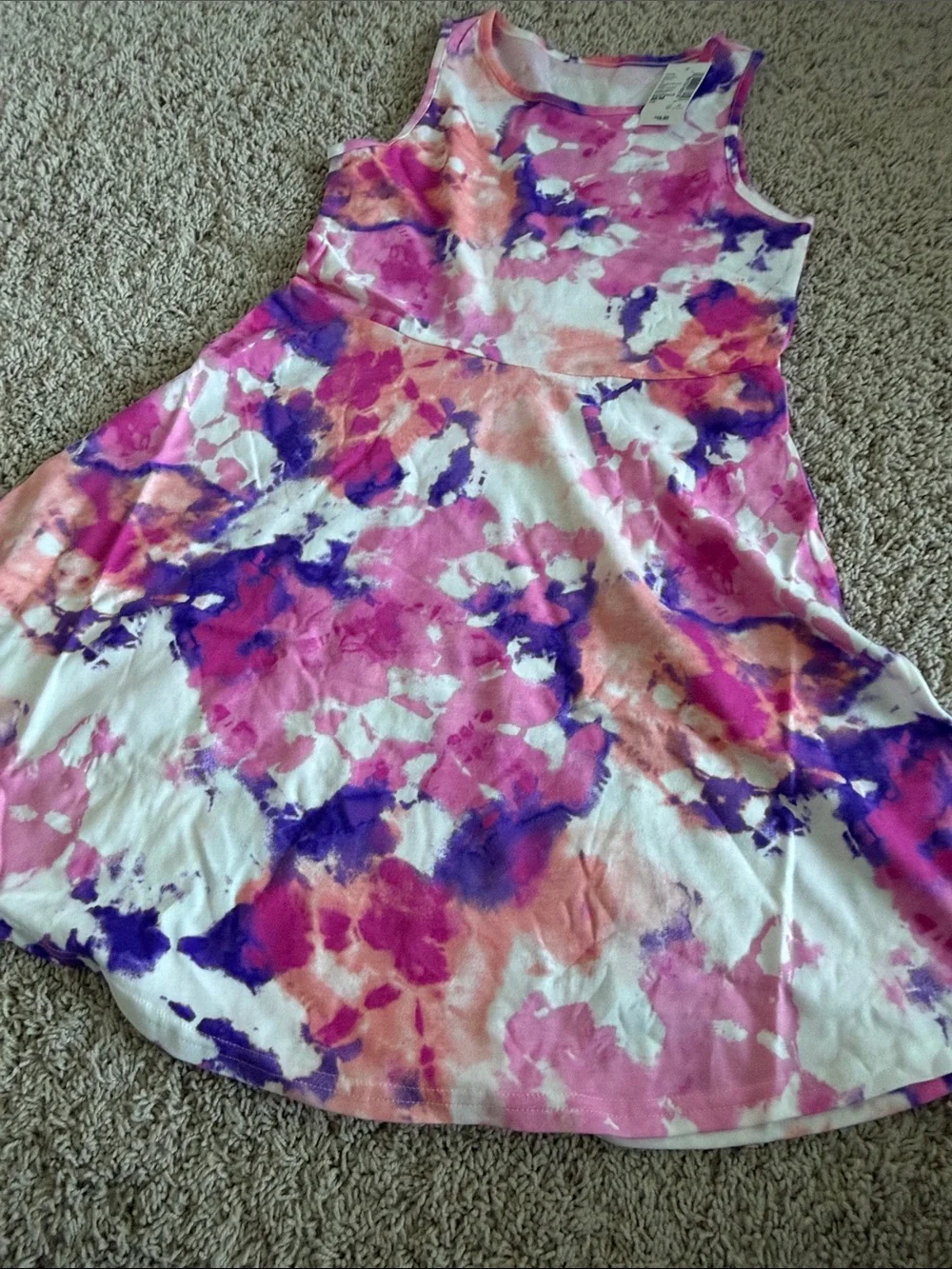 NWT Children's Place girls size M Pink Purple Peach Tie-Dye Sleeveless Dress